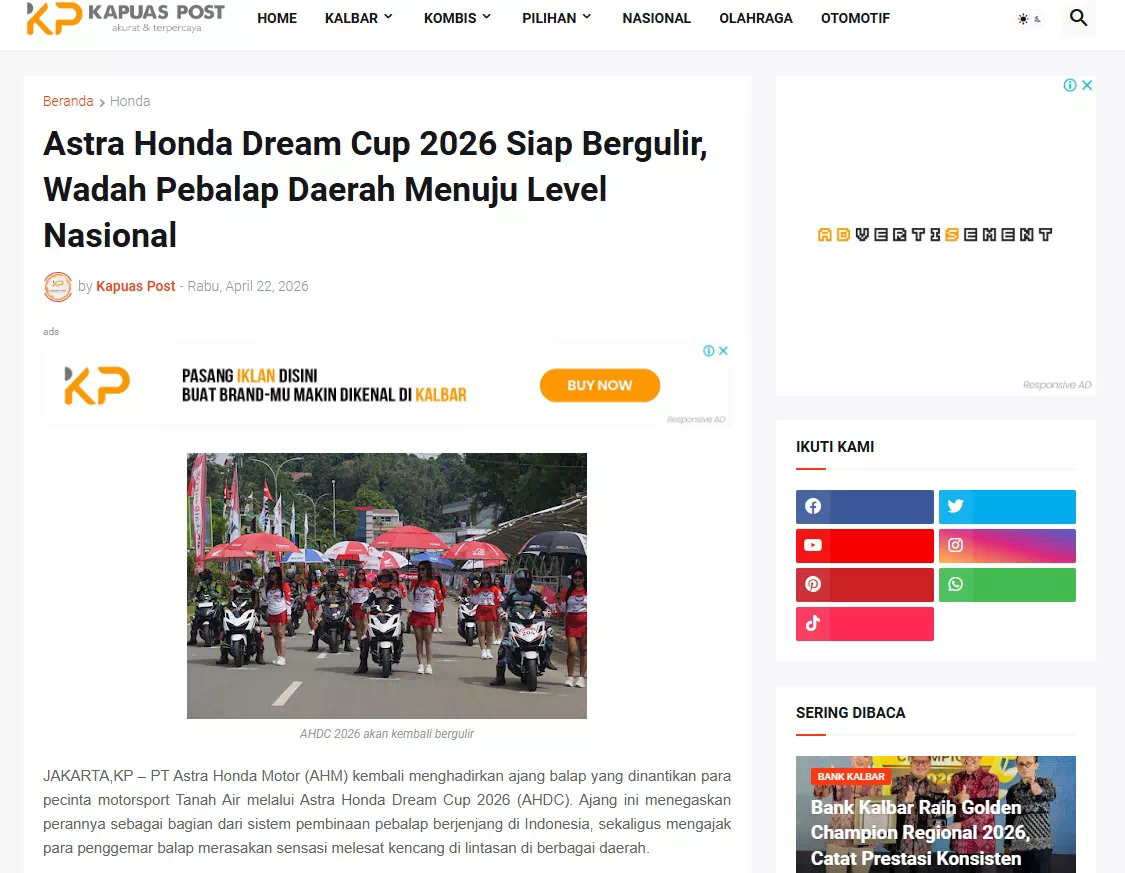 Astra Honda Dream Cup 2026 Siap Bergulir, Wadah Pebalap Daerah Menuju Level Nasional