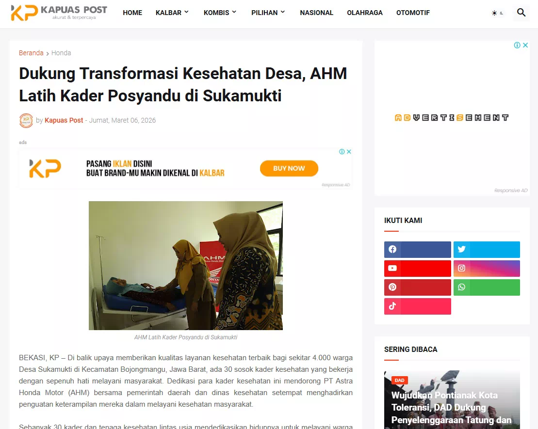 Dukung Transformasi Kesehatan Desa, AHM Latih Kader Posyandu di Sukamukti