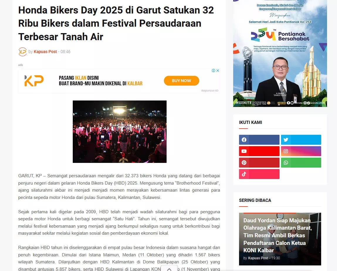 Honda Bikers Day 2025 di Garut Satukan 32 Ribu Bikers dalam Festival Persaudaraan Terbesar Tanah Air