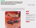 Sambut Kemerdekaan di Sintang, Astra Motor Kalbar Gelar Promo Kredit Motor Honda Sepanjang Agustus