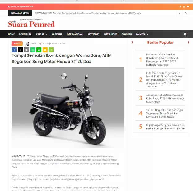Tampil Semakin Ikonik dengan Warna Baru, AHM Segarkan Sang Motor Honda ST125 Dax