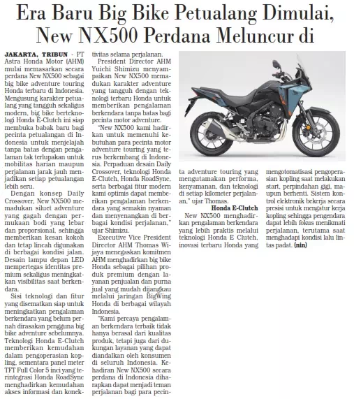 Era Baru Big Bike Petualang Dimulai, New NX500 Perdana Meluncur di
