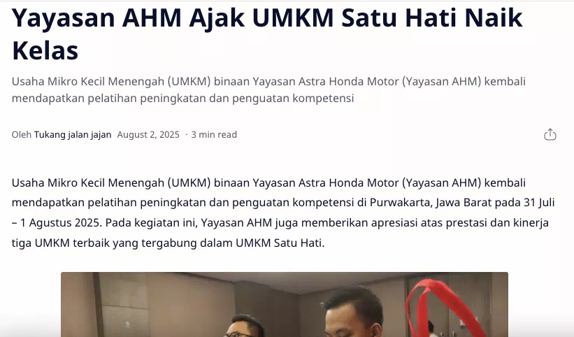 Yayasan AHM Ajak UMKM Satu Hati Naik Kelas