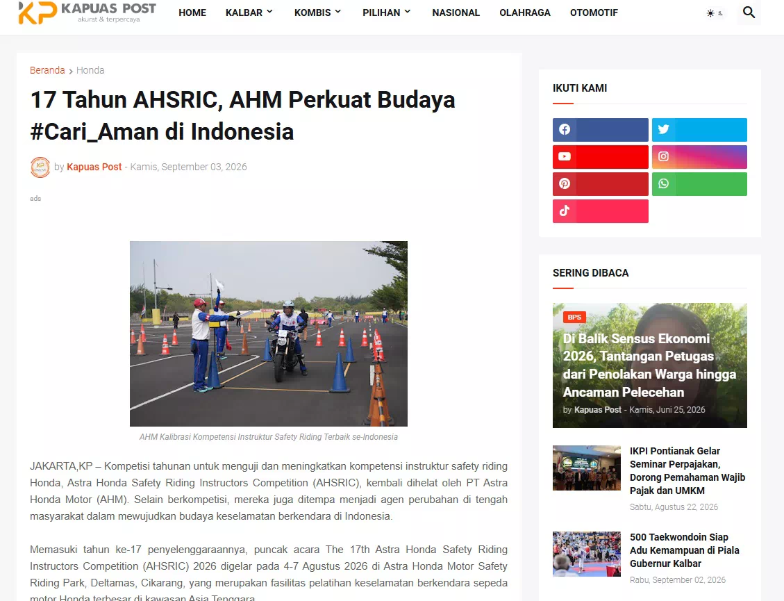 17 Tahun AHSRIC, AHM Perkuat Budaya #Cari_Aman di Indonesia