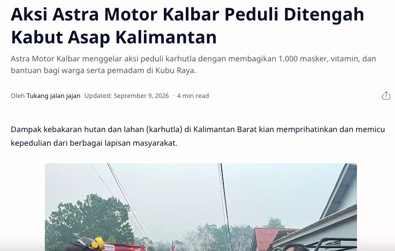 Aksi Astra Motor Kalbar Peduli Ditengah Kabut Asap Kalimantan