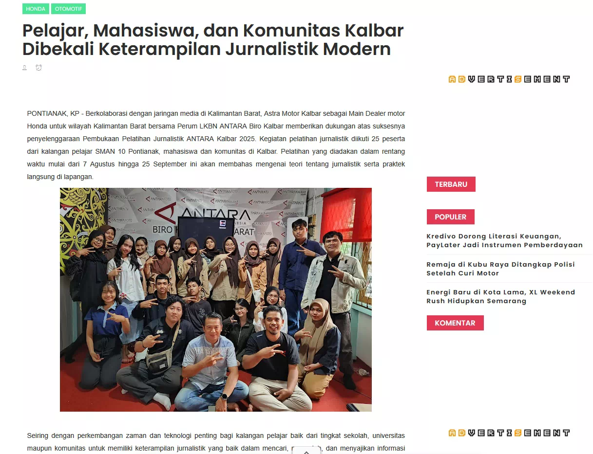 Pelajar, Mahasiswa, dan Komunitas Kalbar Dibekali Keterampilan Jurnalistik Modern