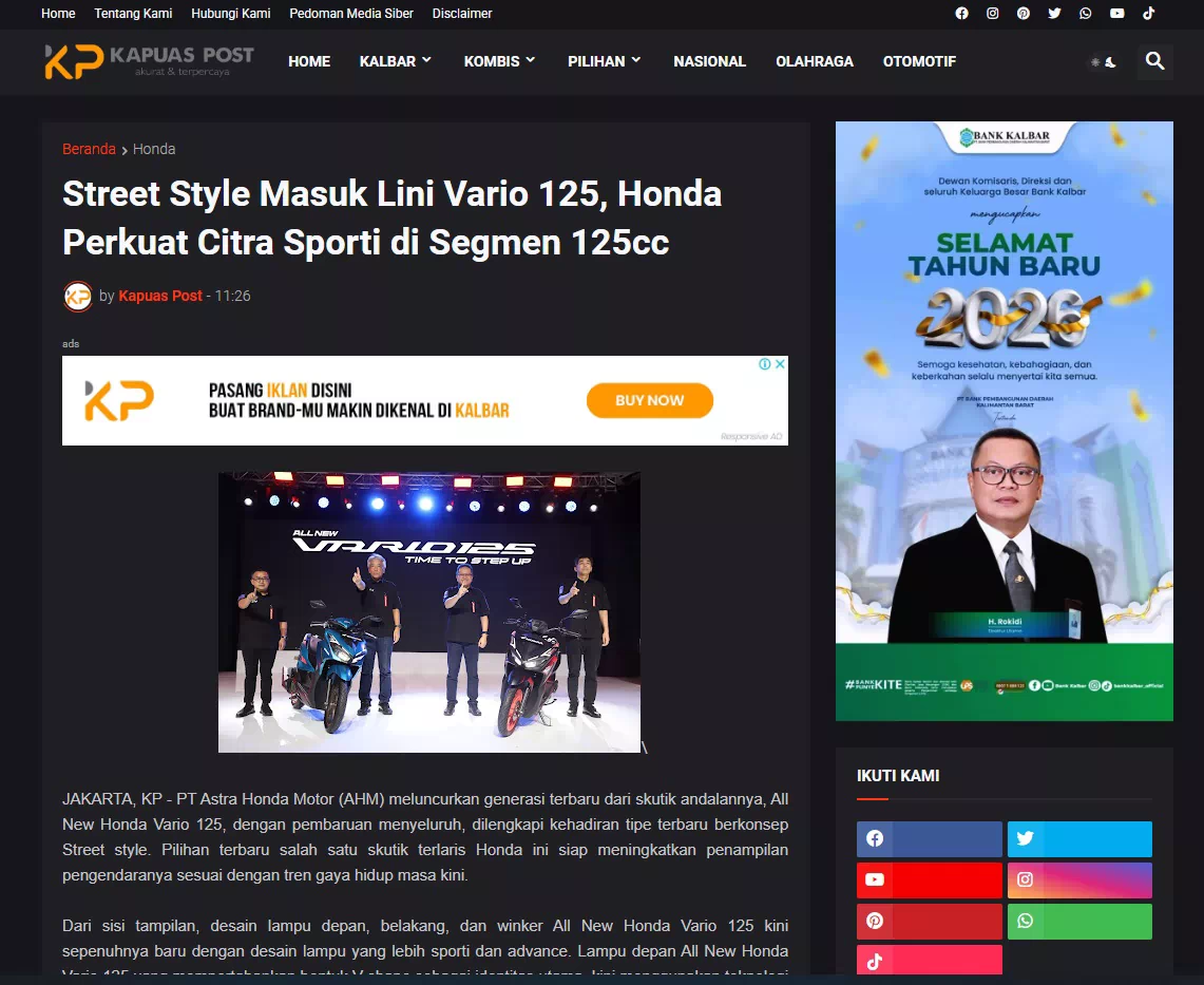 Street Style Masuk Lini Vario 125, Honda Perkuat Citra Sporti di Segmen 125cc