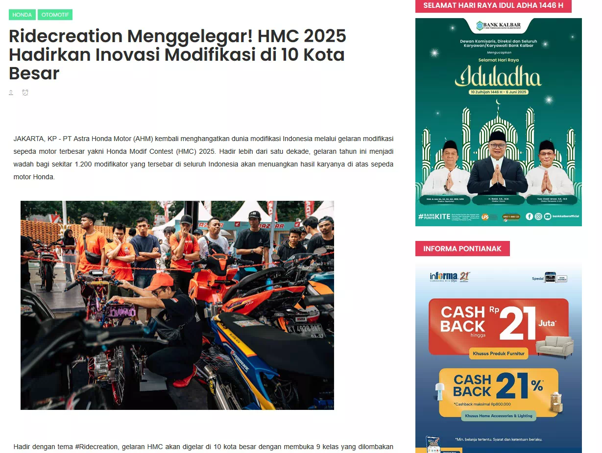 Ridecreation Menggelegar! HMC 2025 Hadirkan Inovasi Modifikasi di 10 Kota Besar