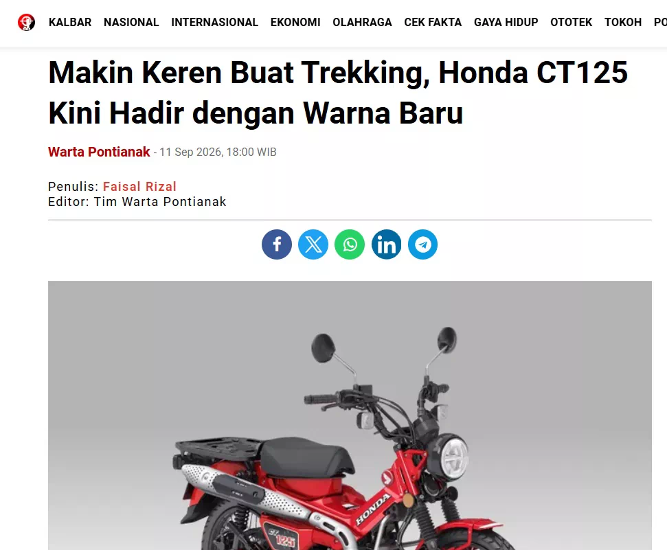Makin Keren Buat Trekking, Honda CT125 Kini Hadir dengan Warna Baru
