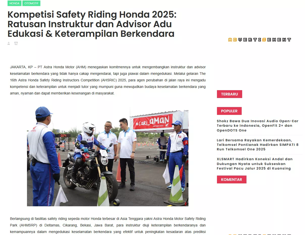 Kompetisi Safety Riding Honda 2025: Ratusan Instruktur dan Advisor Adu Edukasi &amp; Keterampilan Berkendara