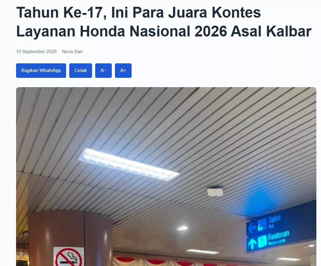 Tahun Ke-17, Ini Para Juara Kontes Layanan Honda Nasional 2026 Asal Kalbar