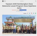Yayasan AHM Kembangkan Desa Balerante Lewat Program Desa Sejahtera Astra