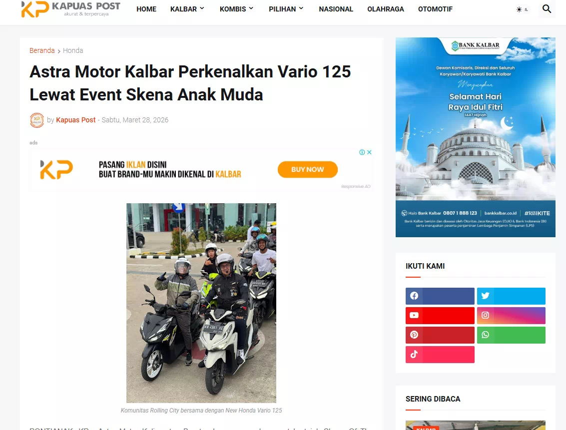 Astra Motor Kalbar Perkenalkan Vario 125 Lewat Event Skena Anak Muda