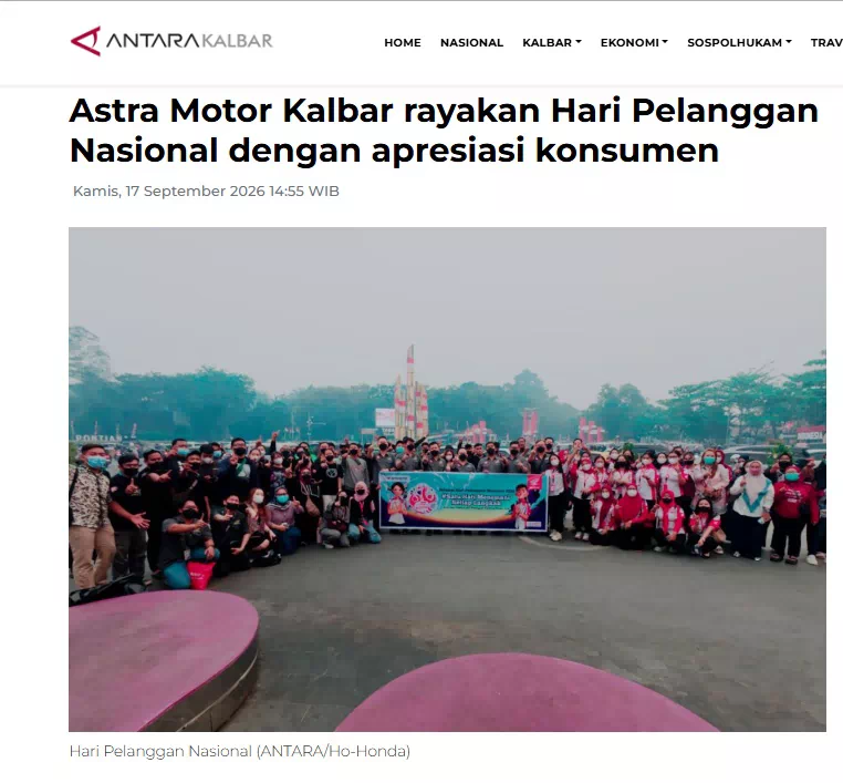 Astra Motor Kalbar rayakan Hari Pelanggan Nasional dengan apresiasi konsumen