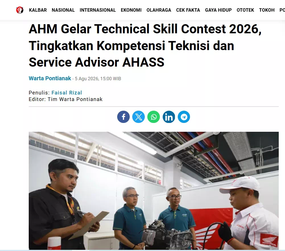 AHM Gelar Technical Skill Contest 2026, Tingkatkan Kompetensi Teknisi dan Service Advisor AHASS