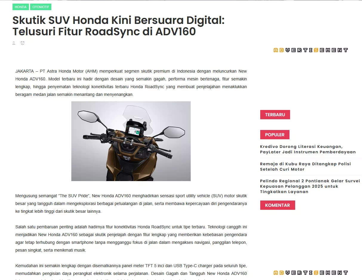 Skutik SUV Honda Kini Bersuara Digital: Telusuri Fitur RoadSync di ADV160
