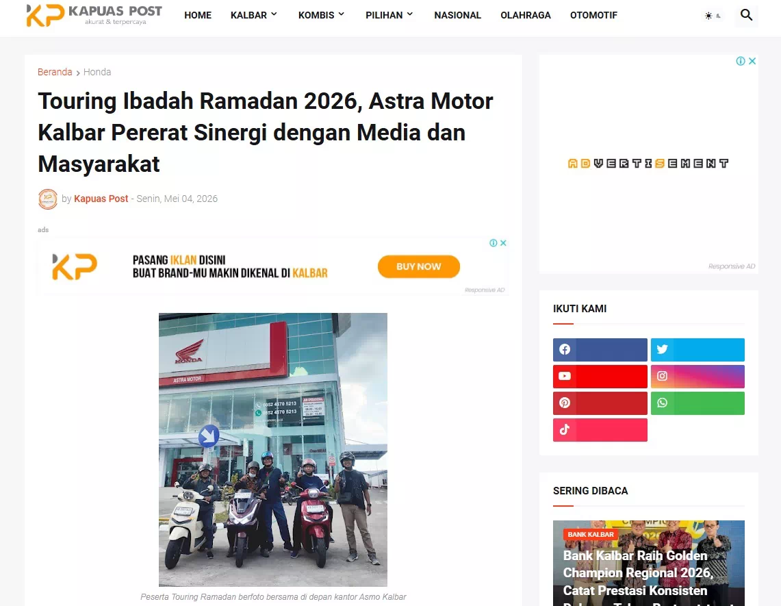 Touring Ibadah Ramadan 2026, Astra Motor Kalbar Pererat Sinergi dengan Media dan Masyarakat
