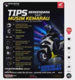 Musim Kemarau sudah tiba nih Guys... panasnya mulai terasa, yuk simak tips berikut supaya tetap aman dan nyaman saat berkendara Pastikan gunakan selalu Spare Part Asli Honda dan servis teratur di AHAS