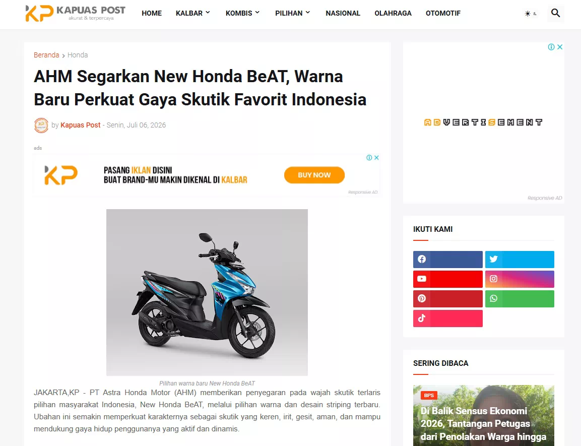 AHM Segarkan New Honda BeAT, Warna Baru Perkuat Gaya Skutik Favorit Indonesia