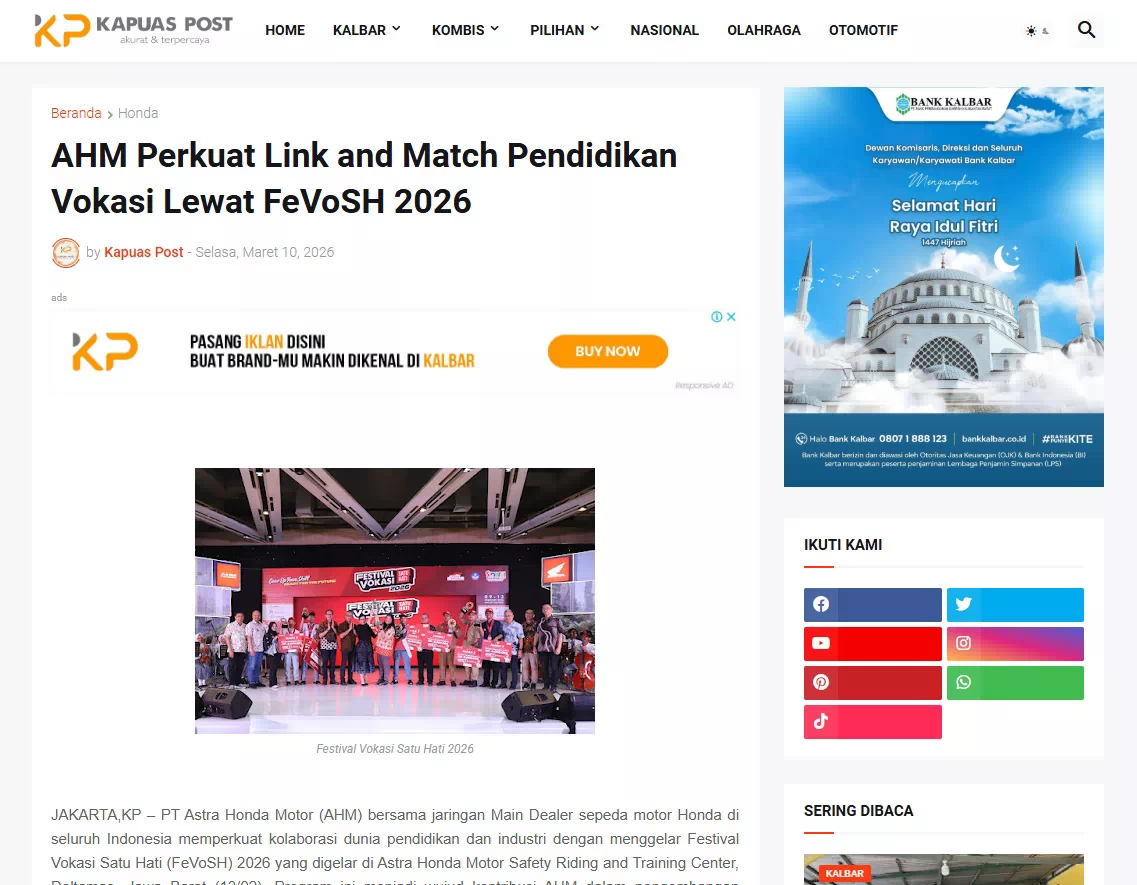 AHM Perkuat Link and Match Pendidikan Vokasi Lewat FeVoSH 2026