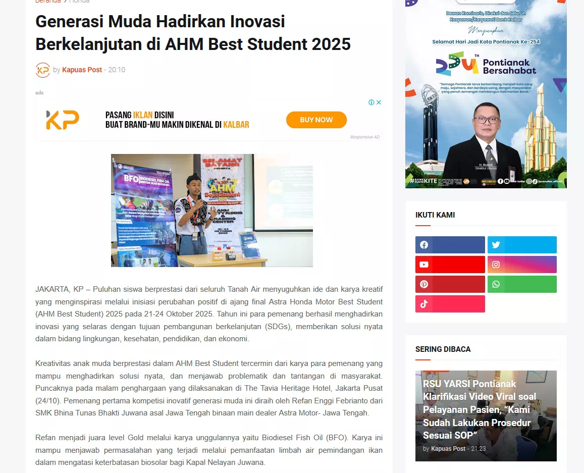 Generasi Muda Hadirkan Inovasi Berkelanjutan di AHM Best Student 2025