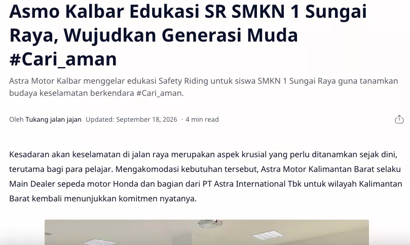 Asmo Kalbar Edukasi SR SMKN 1 Sungai Raya, Wujudkan Generasi Muda #Cari_aman