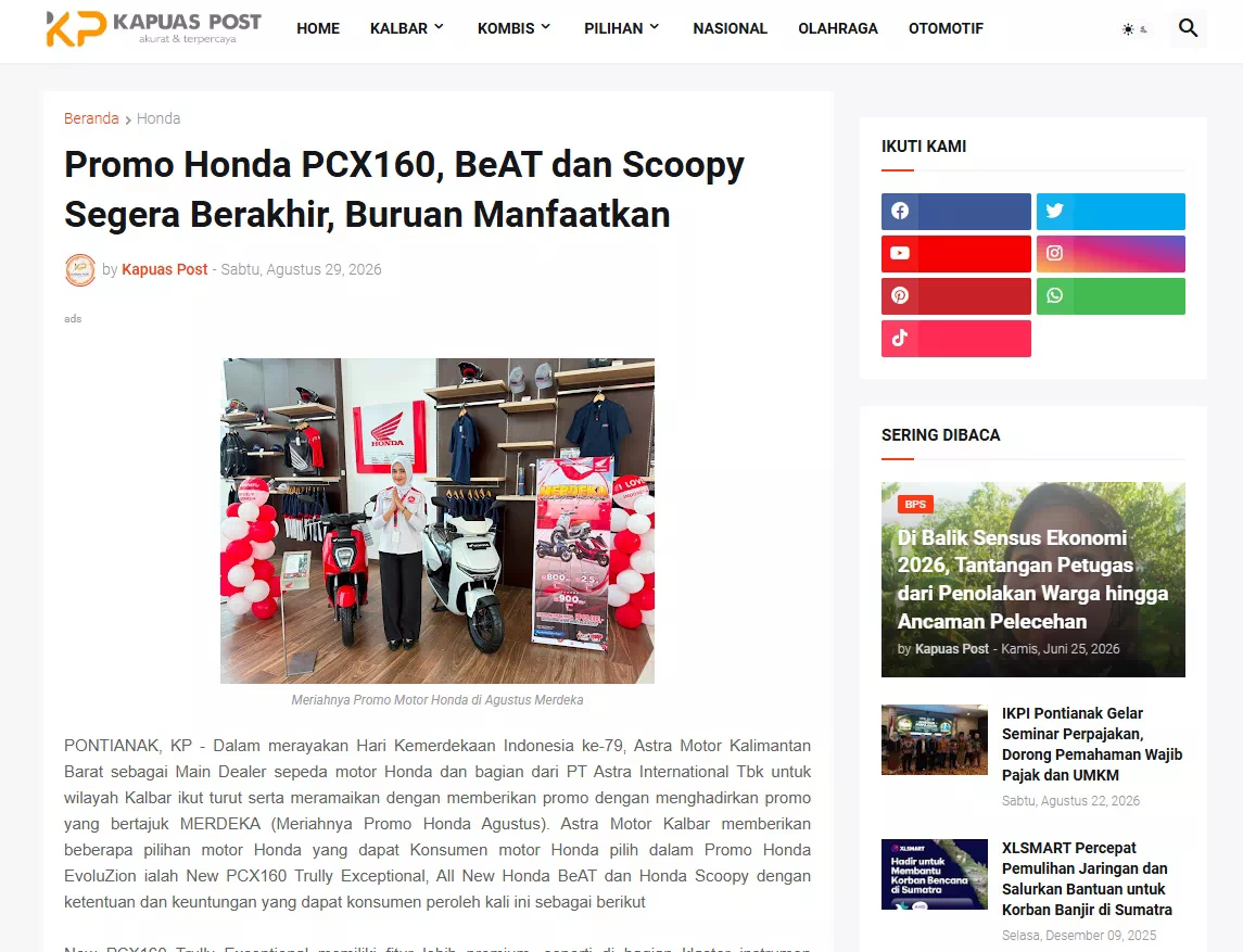 Promo Honda PCX160, BeAT dan Scoopy Segera Berakhir, Buruan Manfaatkan
