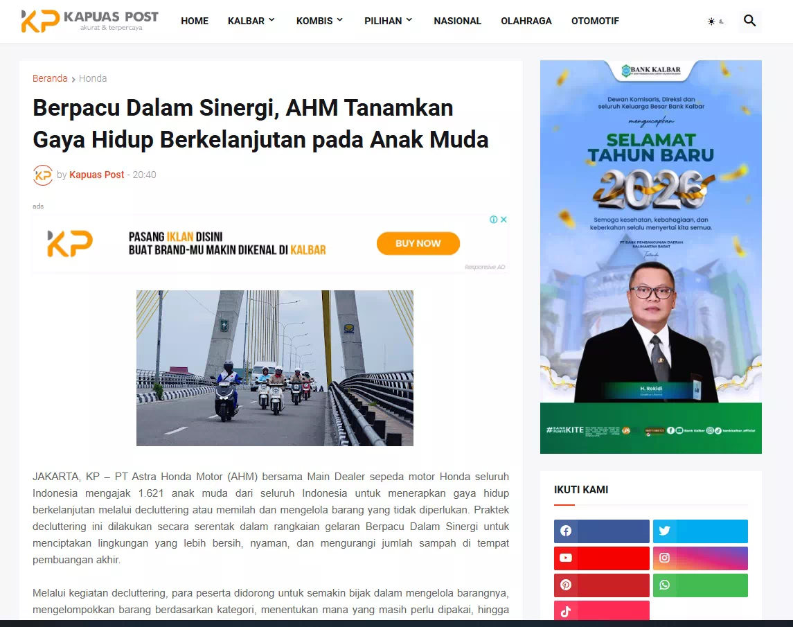 Berpacu Dalam Sinergi, AHM Tanamkan Gaya Hidup Berkelanjutan pada Anak Muda