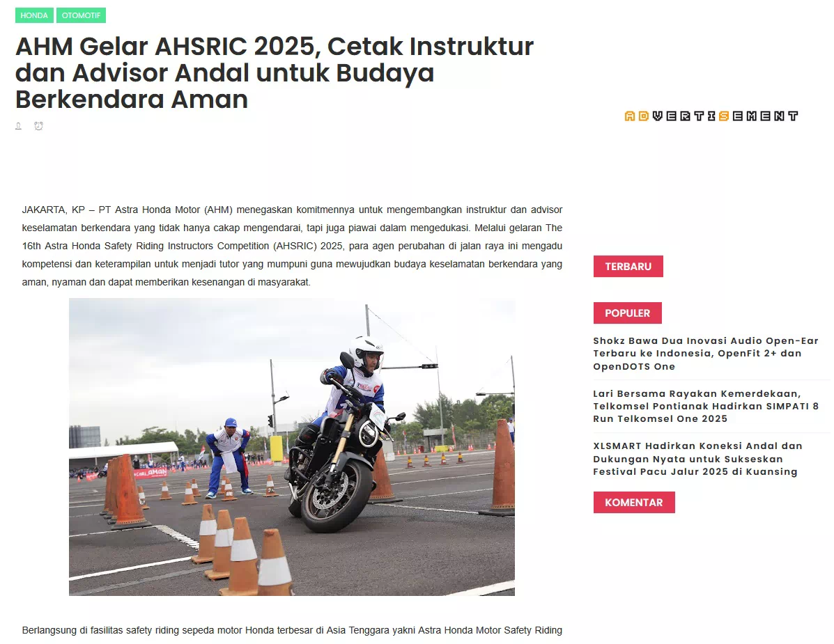 AHM Gelar AHSRIC 2025, Cetak Instruktur dan Advisor Andal untuk Budaya Berkendara Aman