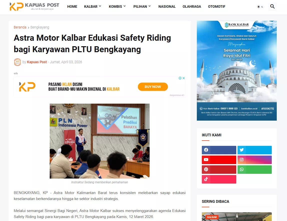 Astra Motor Kalbar Edukasi Safety Riding bagi Karyawan PLTU Bengkayang