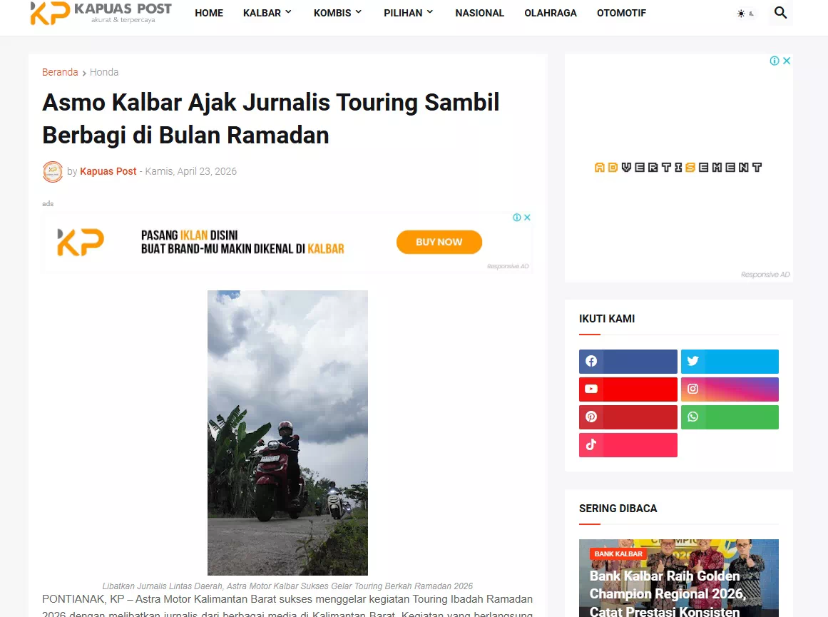 Asmo Kalbar Ajak Jurnalis Touring Sambil Berbagi di Bulan Ramadan