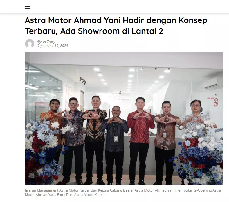 Astra Motor Ahmad Yani Hadir dengan Konsep Terbaru, Ada Showroom di Lantai 2