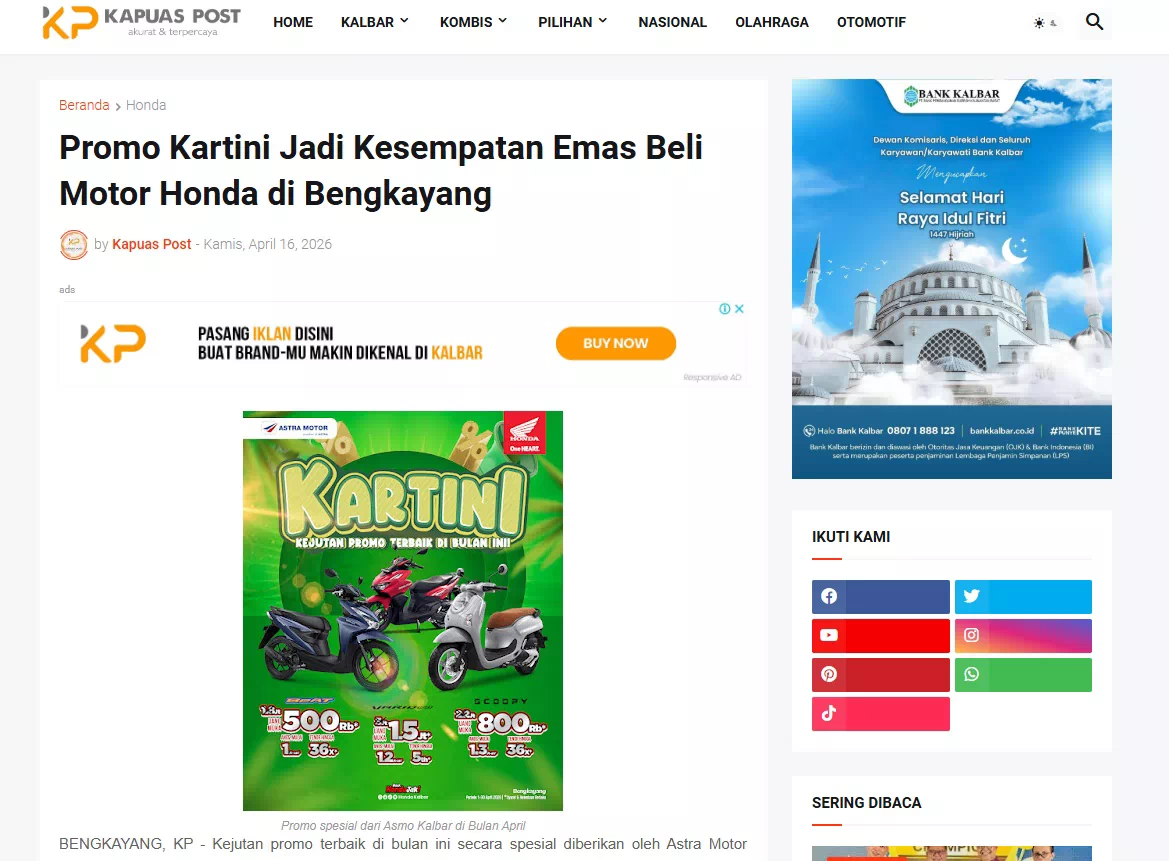 Promo Kartini Jadi Kesempatan Emas Beli Motor Honda di Bengkayang