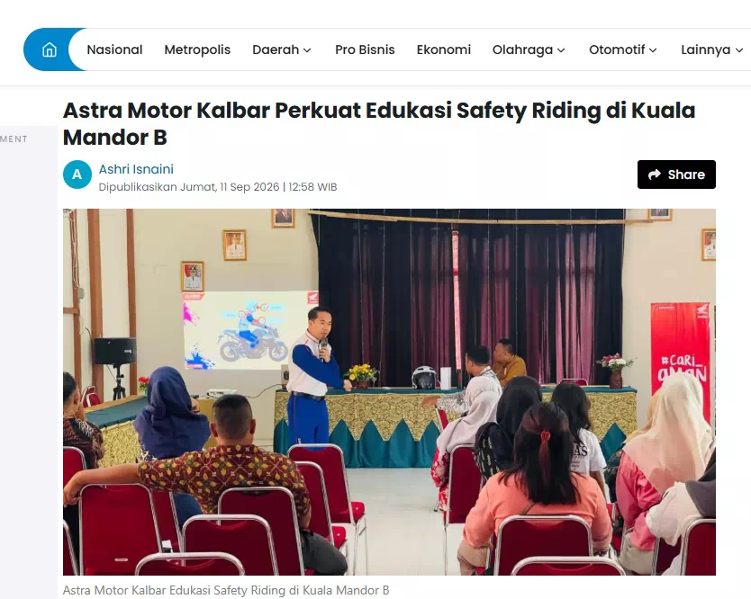 Astra Motor Kalbar Perkuat Edukasi Safety Riding di Kuala Mandor B