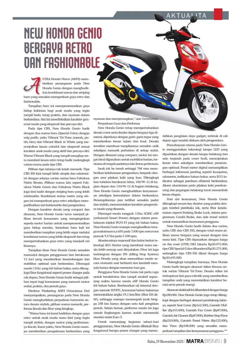 NEW HONDA GENIO BERGAYA RETRO DAN FASHIONABLE