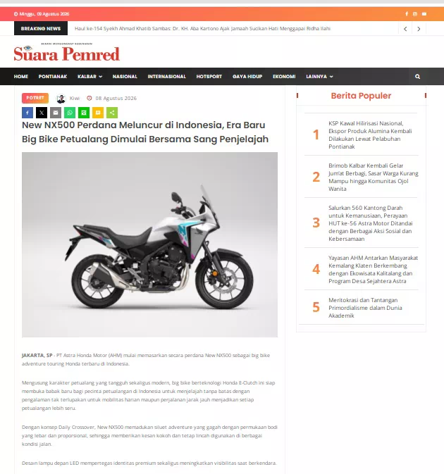 New NX500 Perdana Meluncur di Indonesia, Era Baru Big Bike Petualang Dimulai Bersama Sang Penjelajah
