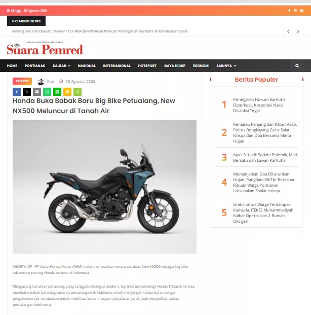 Honda Buka Babak Baru Big Bike Petualang, New NX500 Meluncur di Tanah Air