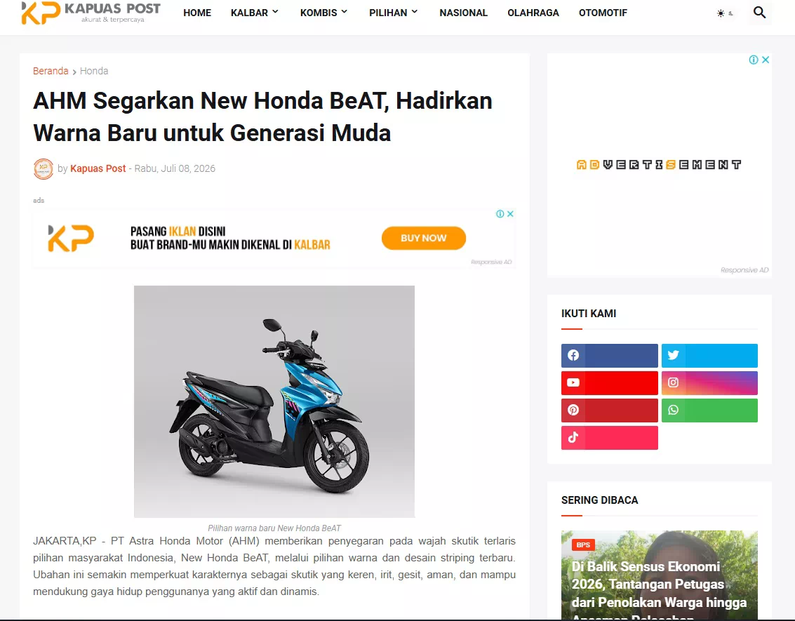 AHM Segarkan New Honda BeAT, Hadirkan Warna Baru untuk Generasi Muda