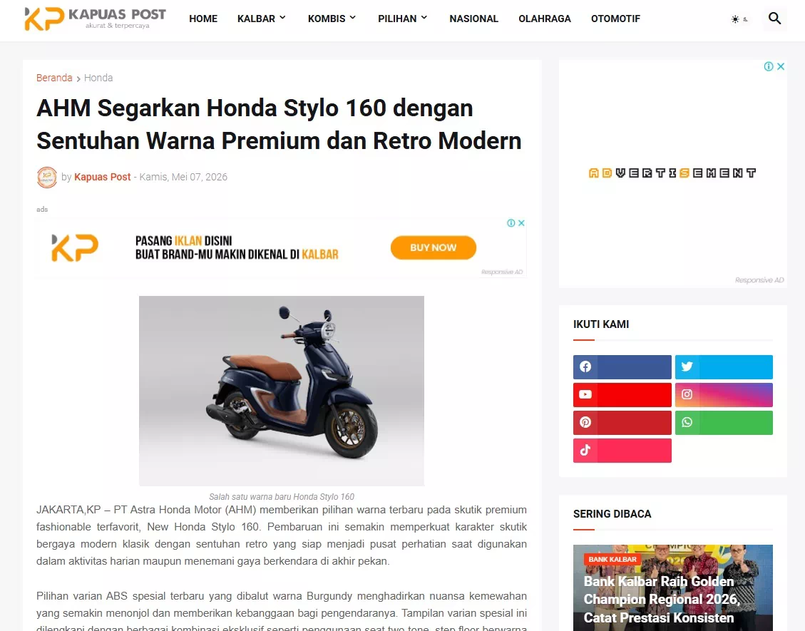 AHM Segarkan Honda Stylo 160 dengan Sentuhan Warna Premium dan Retro Modern