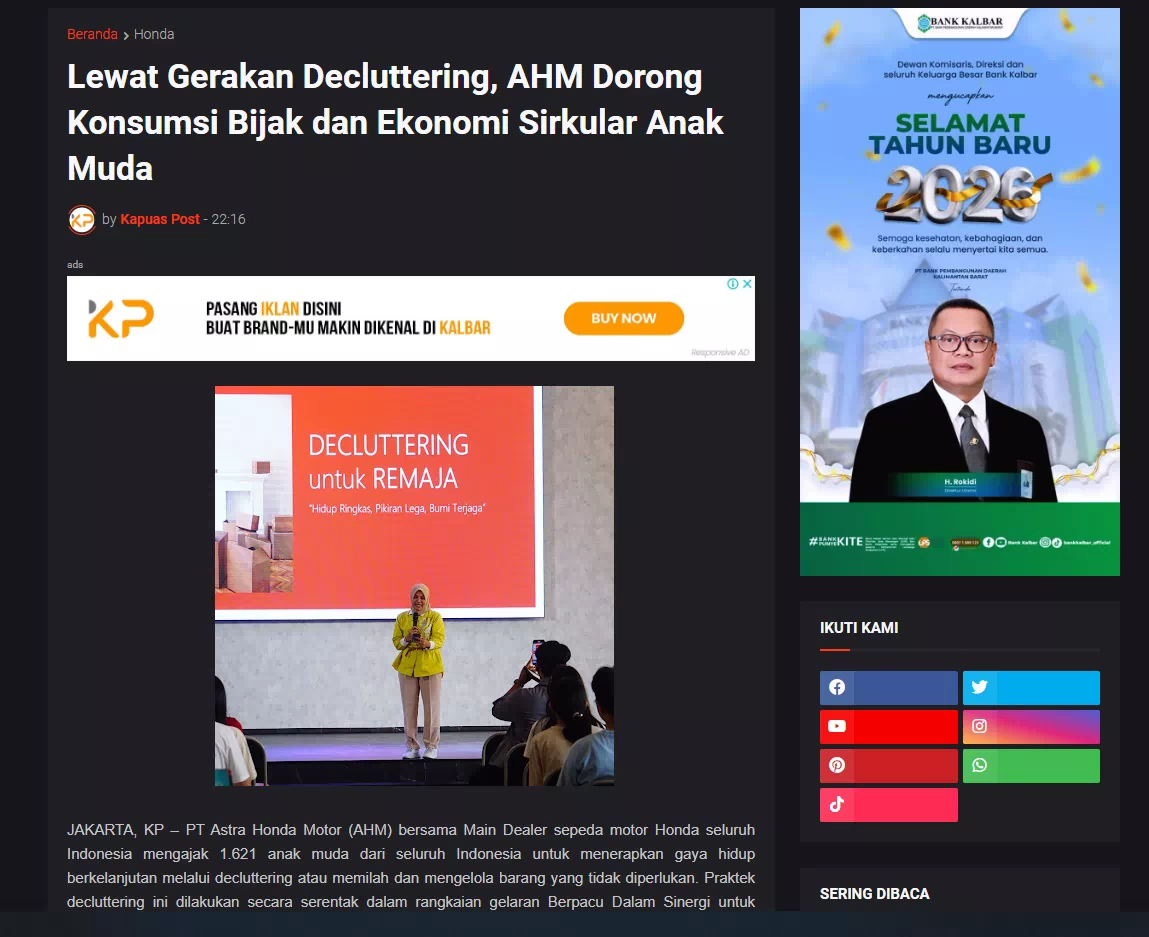 Lewat Gerakan Decluttering, AHM Dorong Konsumsi Bijak dan Ekonomi Sirkular Anak Muda