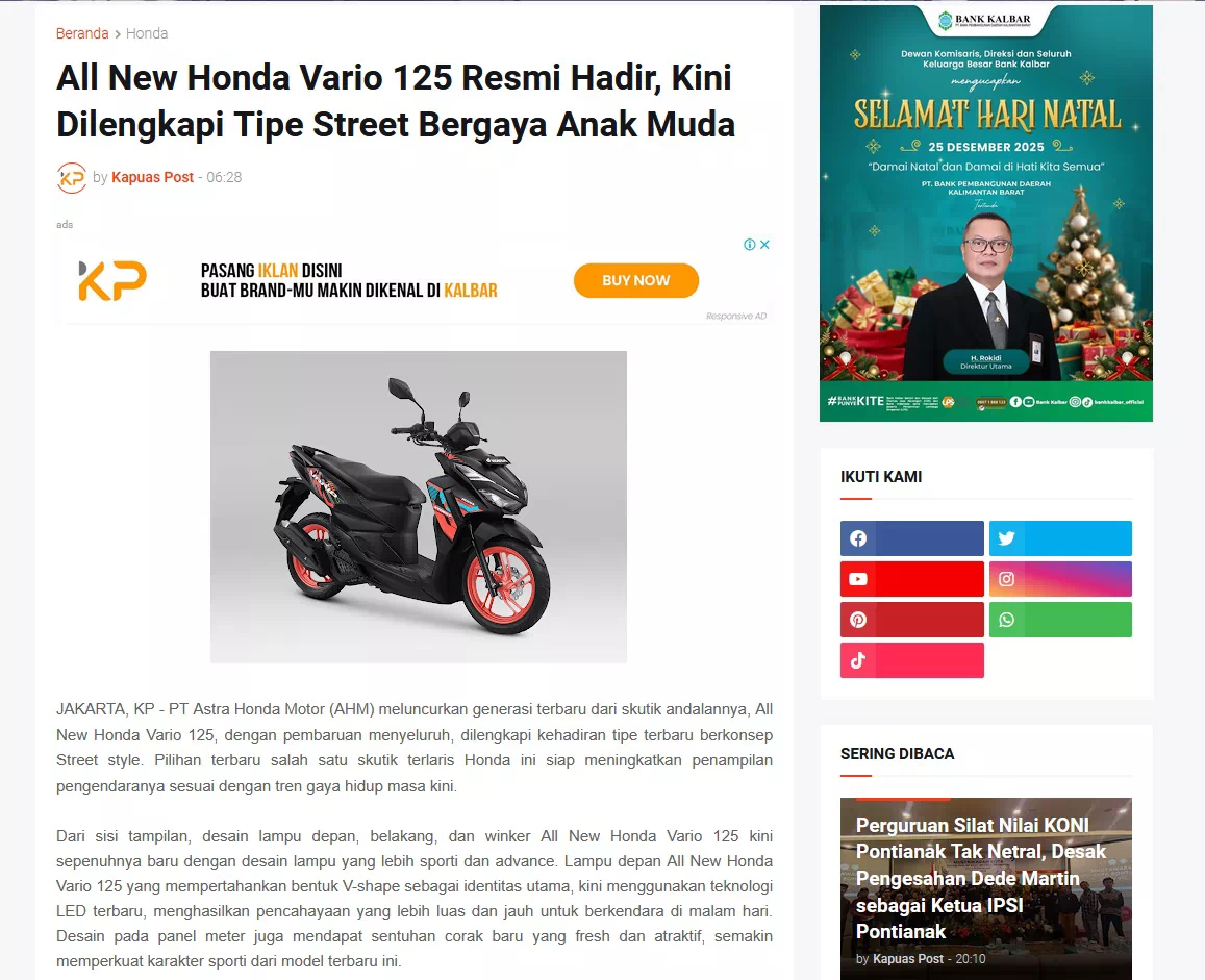 All New Honda Vario 125 Resmi Hadir, Kini Dilengkapi Tipe Street Bergaya Anak Muda