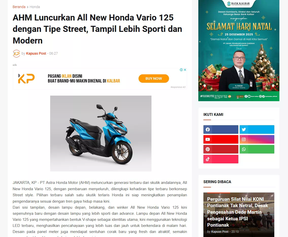 AHM Luncurkan All New Honda Vario 125 dengan Tipe Street, Tampil Lebih Sporti dan Modern