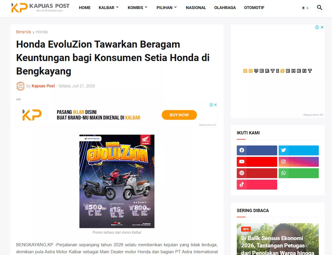 Honda EvoluZion Tawarkan Beragam Keuntungan bagi Konsumen Setia Honda di Bengkayang