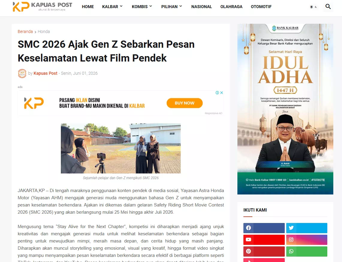 SMC 2026 Ajak Gen Z Sebarkan Pesan Keselamatan Lewat Film Pendek