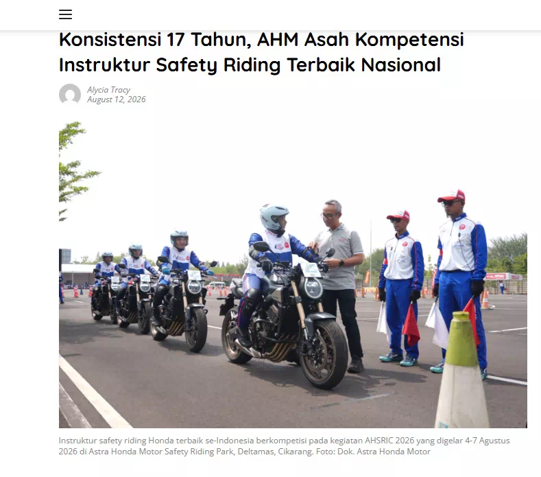 Konsistensi 17 Tahun, AHM Asah Kompetensi Instruktur Safety Riding Terbaik Nasional