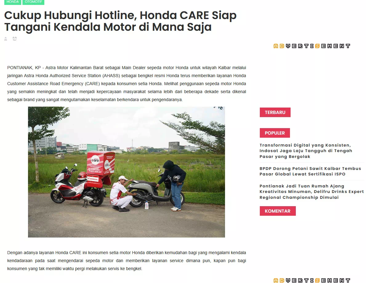 Cukup Hubungi Hotline, Honda CARE Siap Tangani Kendala Motor di Mana Saja