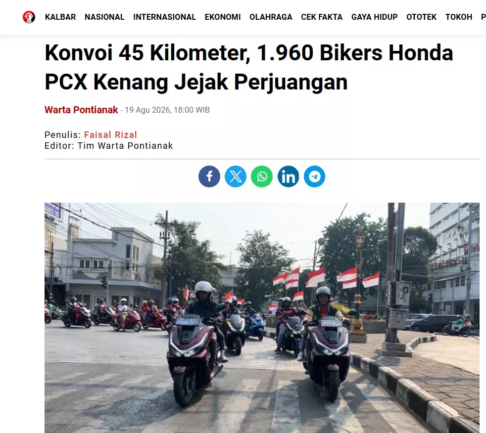 Konvoi 45 Kilometer, 1.960 Bikers Honda PCX Kenang Jejak Perjuangan
