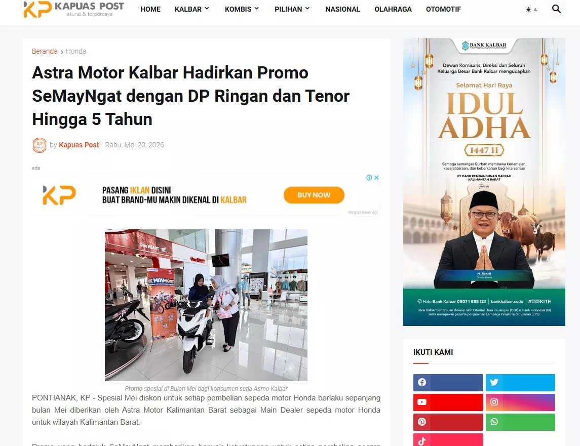 Astra Motor Kalbar Hadirkan Promo SeMayNgat dengan DP Ringan dan Tenor Hingga 5 Tahun