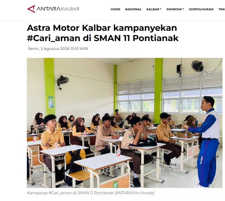 Astra Motor Kalbar kampanyekan #Cari_aman di SMAN 11 Pontianak