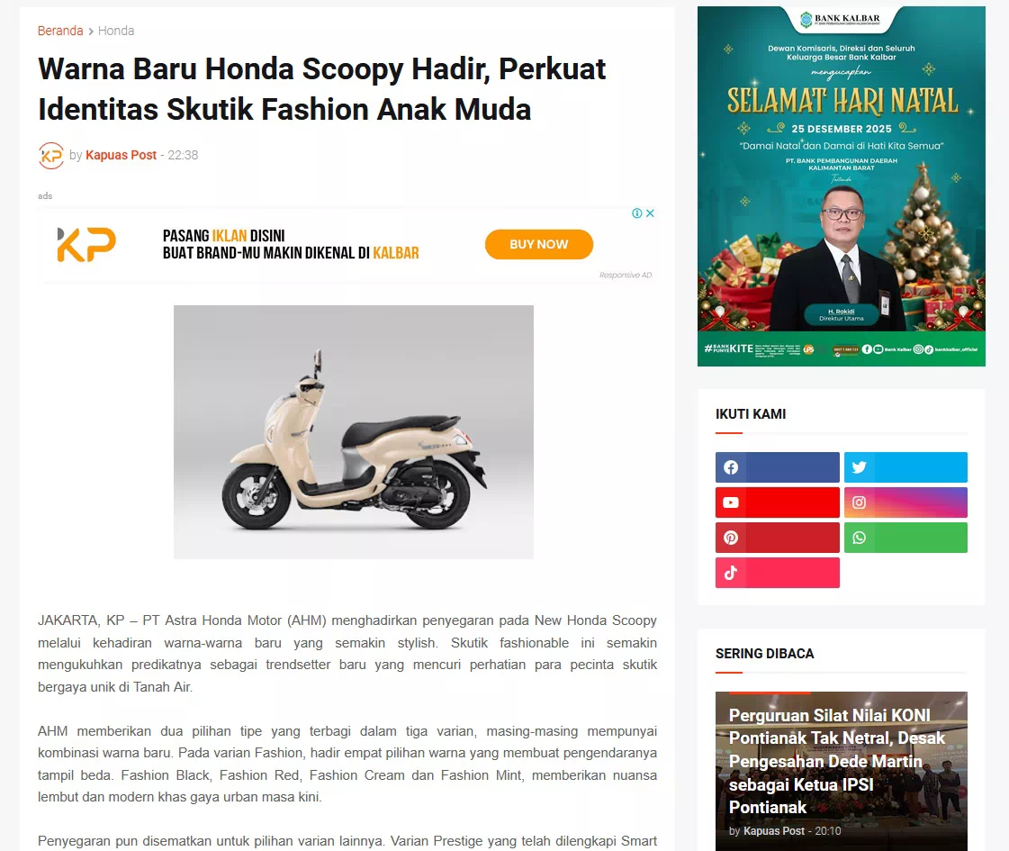 Warna Baru Honda Scoopy Hadir, Perkuat Identitas Skutik Fashion Anak Muda